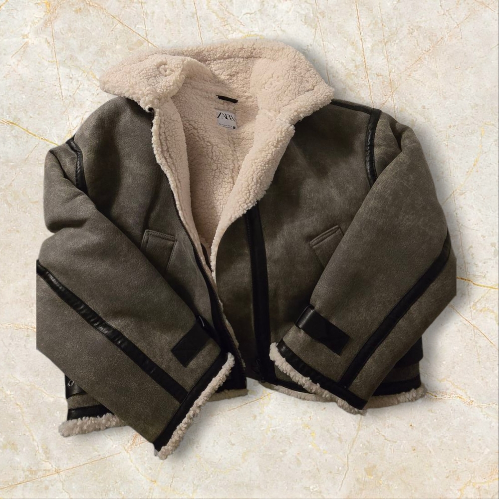 Zara Women Brown Shearling Jacket
